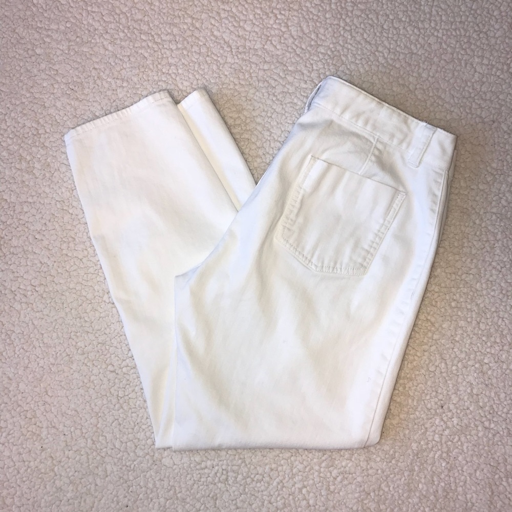 Lands’ End Cropped White Jeans